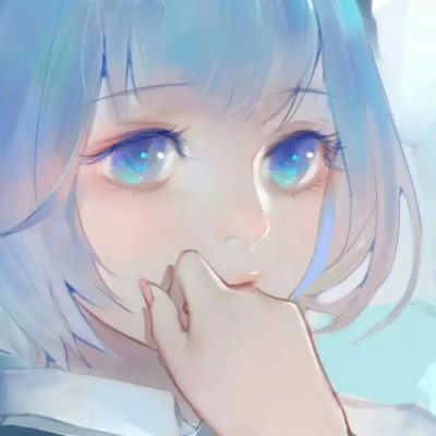 蓝色系女生头像插画