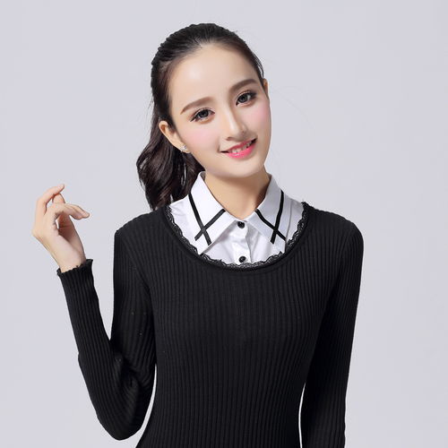  新款春秋冬季衬衫假领子配饰女式衬衣领子装饰白黑色百搭假衣领