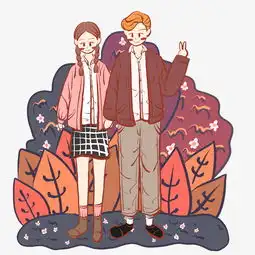  手绘时尚卡通文艺清新浪漫情侣小插画图片素材其他格式下载动漫人物大全