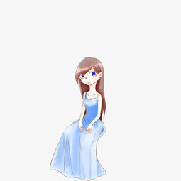  蓝色连衣裙女孩插画图片素材其他格式下载动漫人物大全