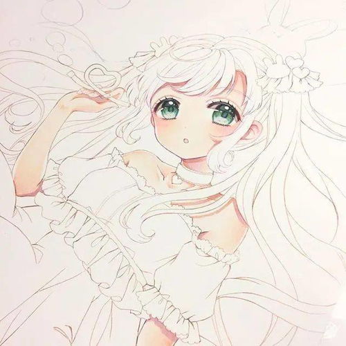  炒鸡可爱仙气的动漫人物女生马克笔插画线稿