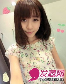  清丽的露额气质中长直发发型小清新气