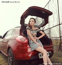  草原与车实拍白皙美腿清丽车模