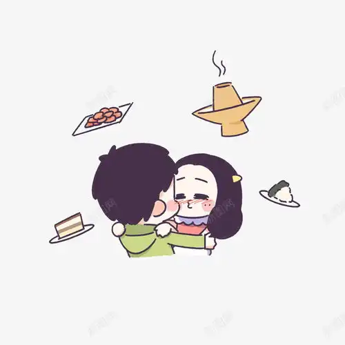  卡通害羞亲吻的情侣页面网页平面电商创意素材卡通火锅素材