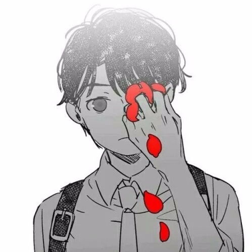  一对黑白动漫情侣头像,女孩闭着眼睛衔着黄花.跪求男孩的图片