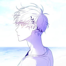  动漫男生头像海滩唯美悠闲