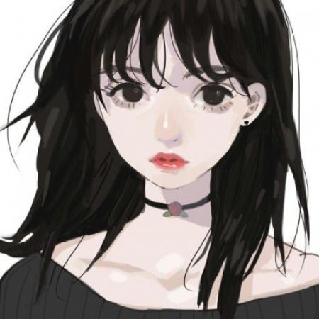  手绘女生动漫头像,冷酷系的女主角