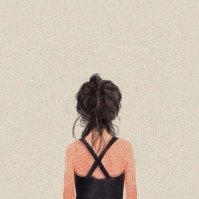  卡通背影头像唯美漂亮手绘画女生背影图片
