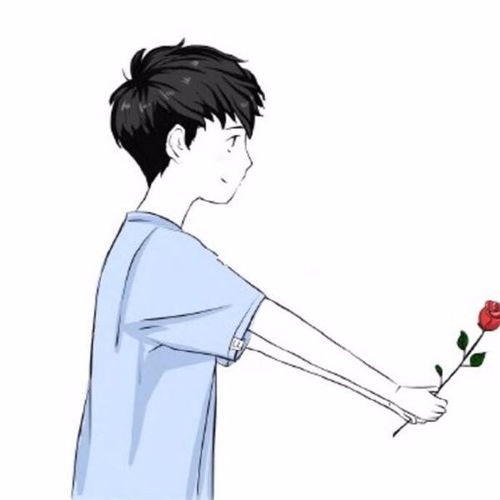  微信情侣头像.一男孩送花.一女孩收花
