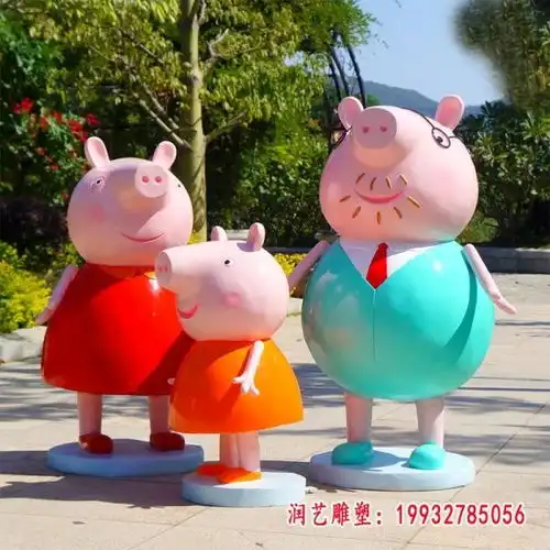  玻璃钢小猪佩琪雕塑兴安盟小猪佩琪树脂雕塑订制