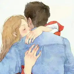  求这张图片的情侣头像,一个女生抱着一个男生,漫画的,跪求