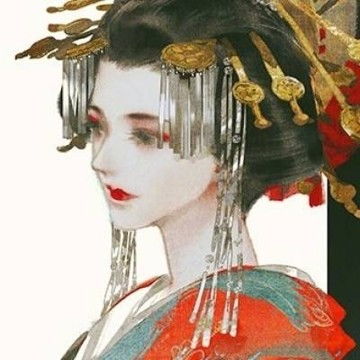  超仙气女生动漫头像拿扇子红衣古装仙气美女头像,古风头像图片