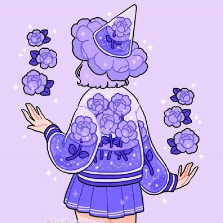  彩色插画头像可爱清新蓝色调女生头像