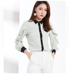  施悦名2019春季新款荷叶边假披风淡雅绿气质淑女ol休闲长袖女装衬衫