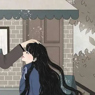  唐崎夜雨手绘文艺清新情侣头像