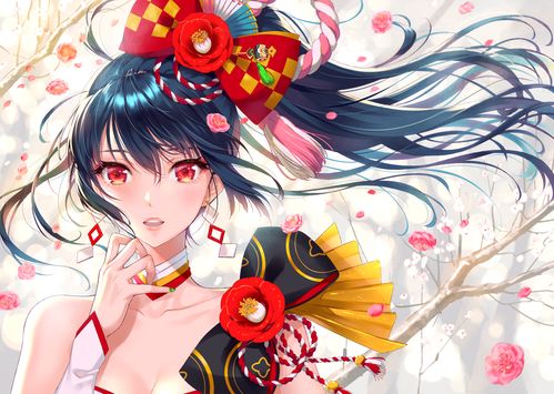  动漫蝴蝶结发饰缎带少女二次元漫画插画图片保存第一组