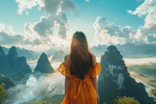  女生背影风景图片摄影图摄影图