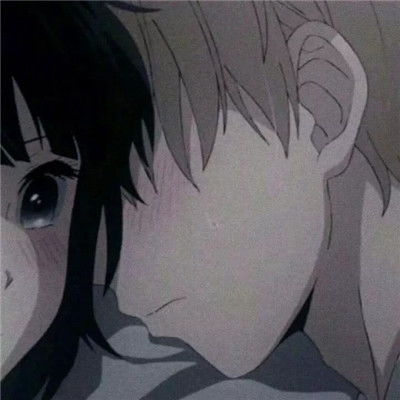  日系个性动漫情头一男一女分开,情愿给你所有柔情
