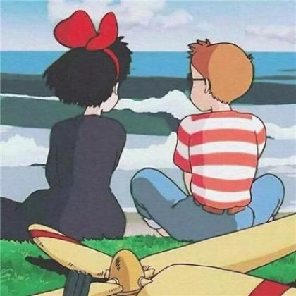  2020最新动漫卡通情侣头像一男一女分开的两张