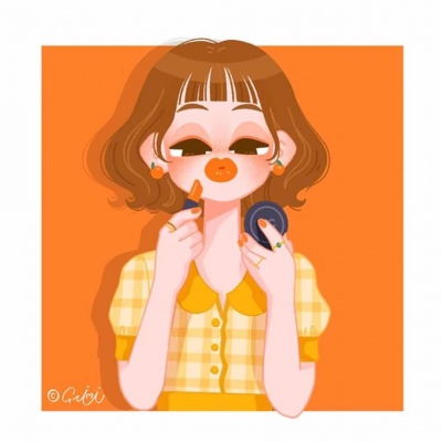  女生涂口红卡通头像