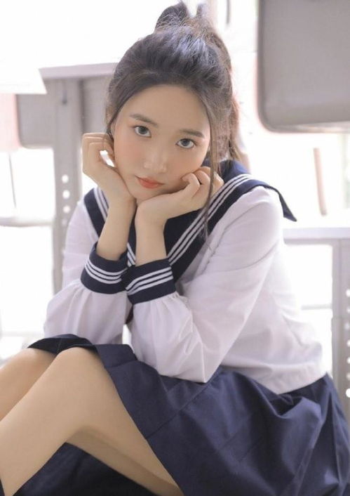  性感美女时尚写真高马尾学生妹日系校服,甜美可人