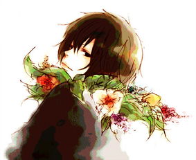  围着鲜花的少年
