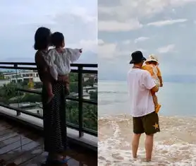  朱丹晒女儿三亚旅行照,头扎小辫短裤滴水,小小丹爱上游泳还想去