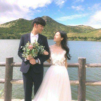  好看的幸福真人婚纱情侣头像双人一对