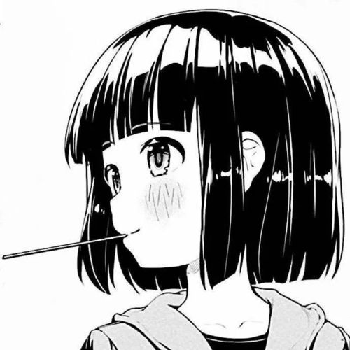  6.14动漫女生黑白头像
