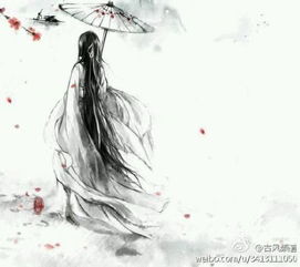  古风手绘图片,长头发是铺在地上的长度,应该是背影,男女忘了,