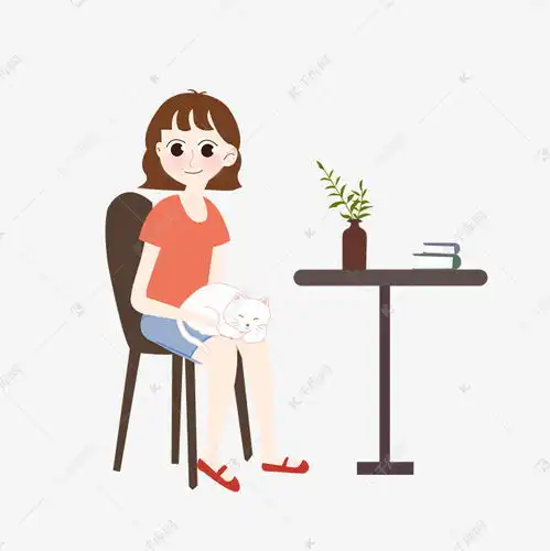  女孩抱着猫坐在椅子上插画png素材图片免费下载千库网