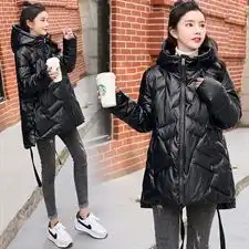  2022秋冬舒适百搭棉衣棉服连帽长袖中长款女款休闲