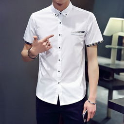  2019夏季新款男士韩版修身印花短袖衬衫青年学生潮流帅气衬衣寸衫