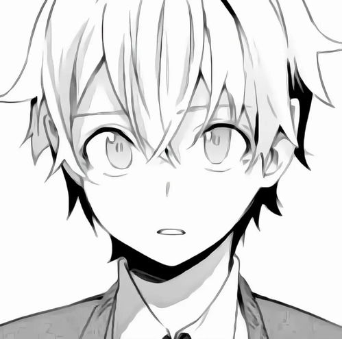  动漫头像黑白线条动漫男生头像
