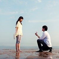 海边求爱情侣头像浪漫意境男生向女生求爱的图片