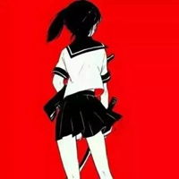  底色是红色的女生头像