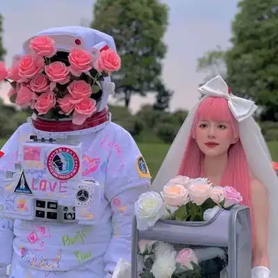 情侣真人头像婚纱双人