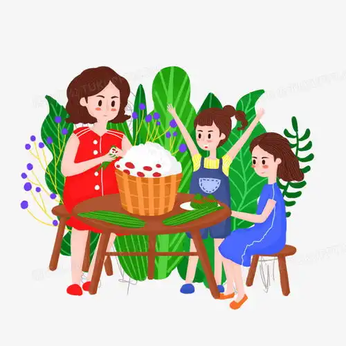  端午节妈妈和女儿包粽子场景元素png图片素材免费下载元素png35003500像素熊猫办公