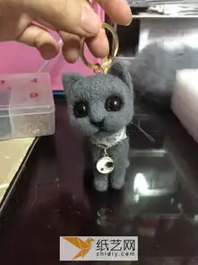  可爱的羊毛毡小猫钥匙链情人节礼物制作教程