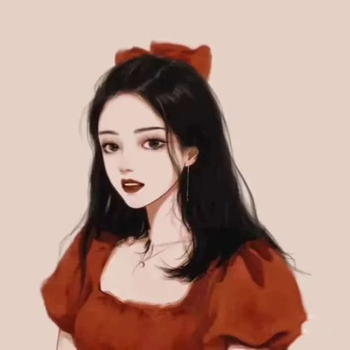  手绘气质红衣女生头像,永远热爱,永远热泪盈眶