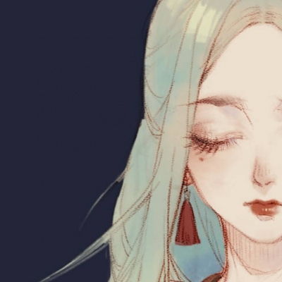  唐崎夜雨自截插画个性女生头像