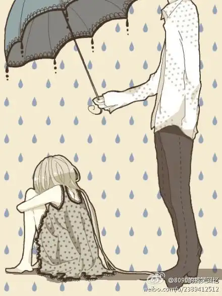 男人下雨打伞微信头像