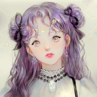  唐崎夜雨自截插画个性女生头像