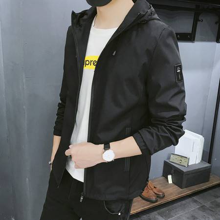  男士夹克2019秋季新款韩版潮流休闲宽松男装学生百搭时尚连帽外套