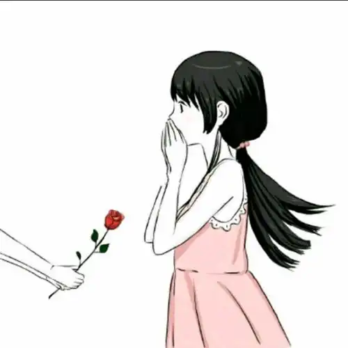  微信情侣头像.一男孩送花.一女孩收花