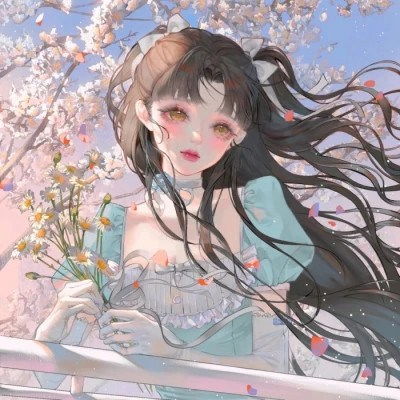  超仙唯美带花女生动漫头像图片