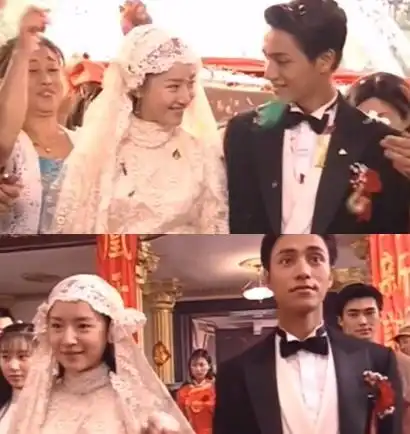  41岁董洁新剧婚纱造型曝光被男演员搂抱一脸娇羞