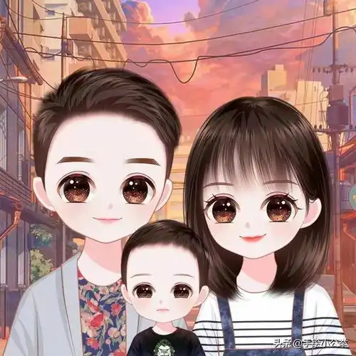  你的头像该换了,一家四口一儿一女亲子,真人照片变卡通头像