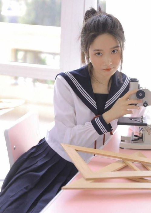  性感美女时尚写真高马尾学生妹日系校服,甜美可人