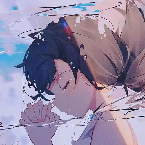  动漫女头蓝色系手绘女生头像壁纸
